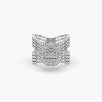 Guru Jewel's Round Diamond Studded Devastating Silver Ring For Her