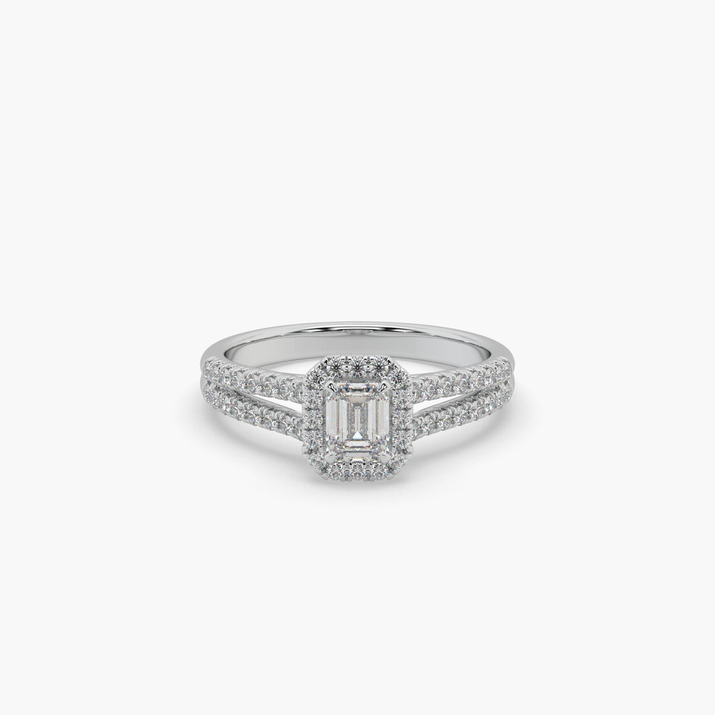 Guru Jewel's Fancy Emerald And Round Diamond Studded Fascinating Silver Ring For Her