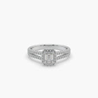 Guru Jewel's Fancy Emerald And Round Diamond Studded Fascinating Silver Ring For Her