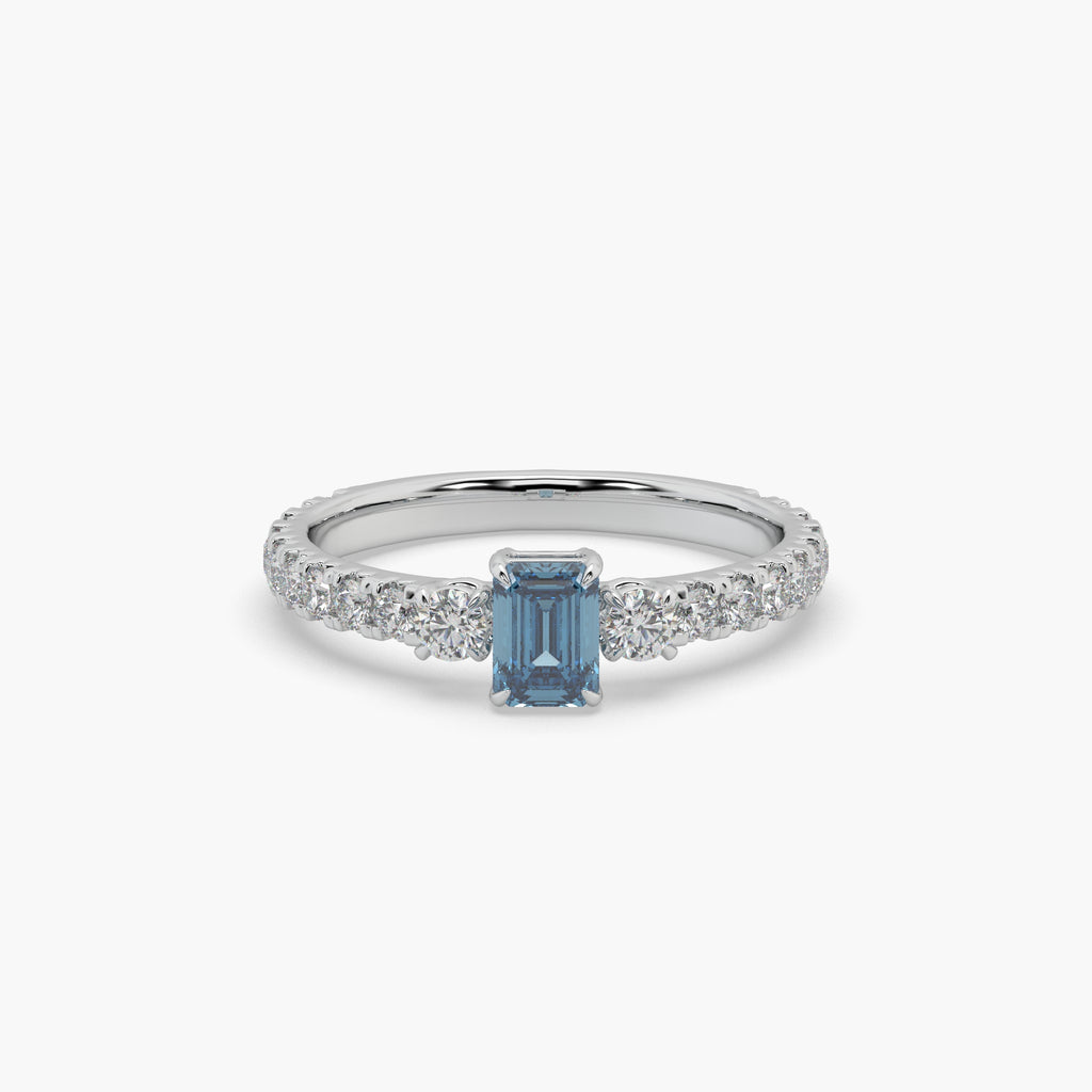 Guru Jewel's Blue Sapphire And Round Diamond Studded Exclusive Silver Ring For Her