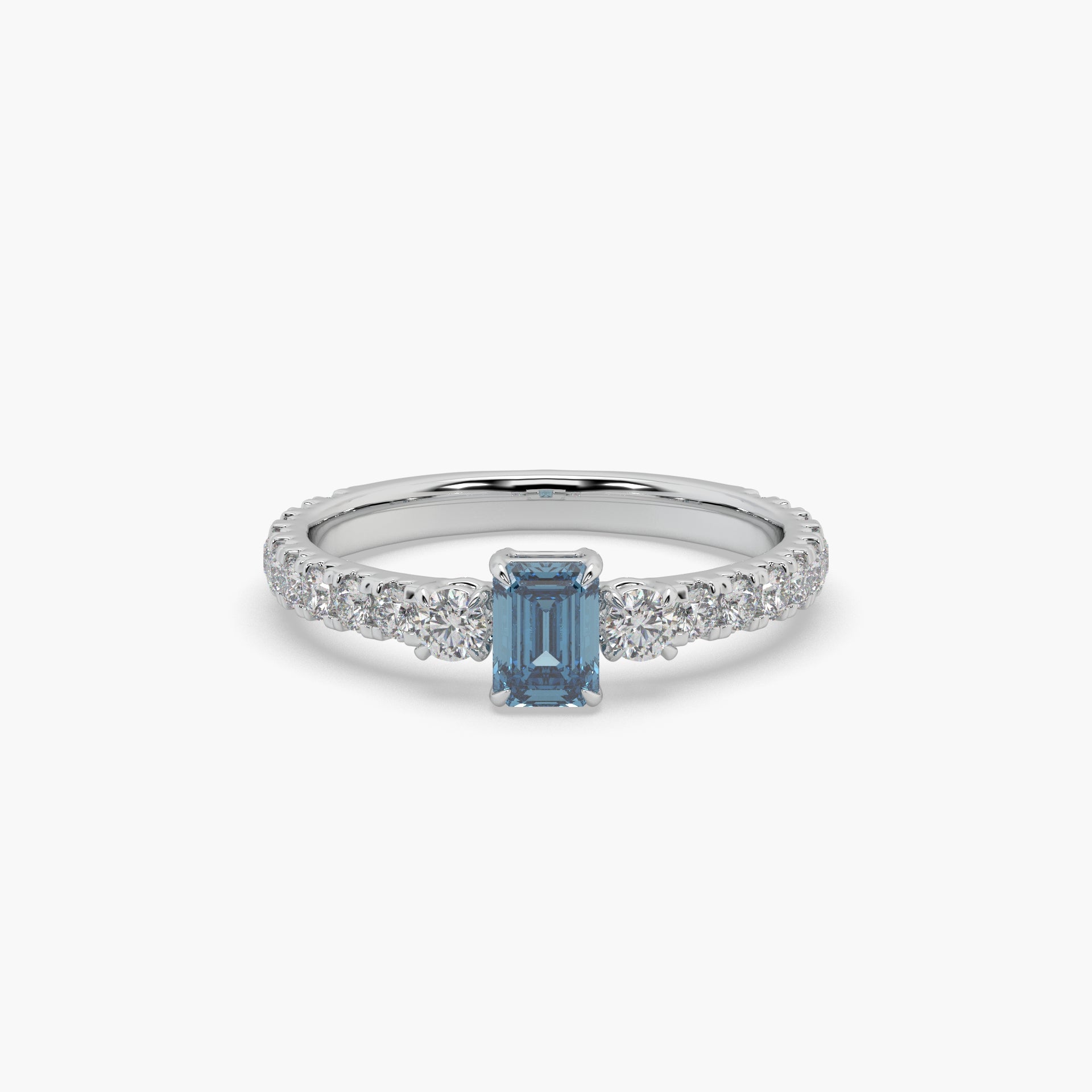 Guru Jewel's Blue Sapphire And Round Diamond Studded Exclusive Silver Ring For Her