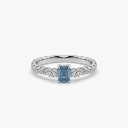 Guru Jewel's Blue Sapphire And Round Diamond Studded Exclusive Silver Ring For Her