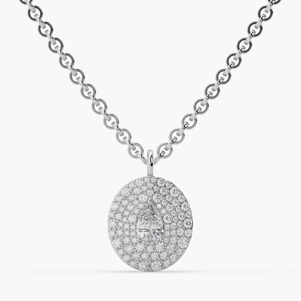 Guru jewel's Round Diamond Studded In Silver Only Pendent For Her