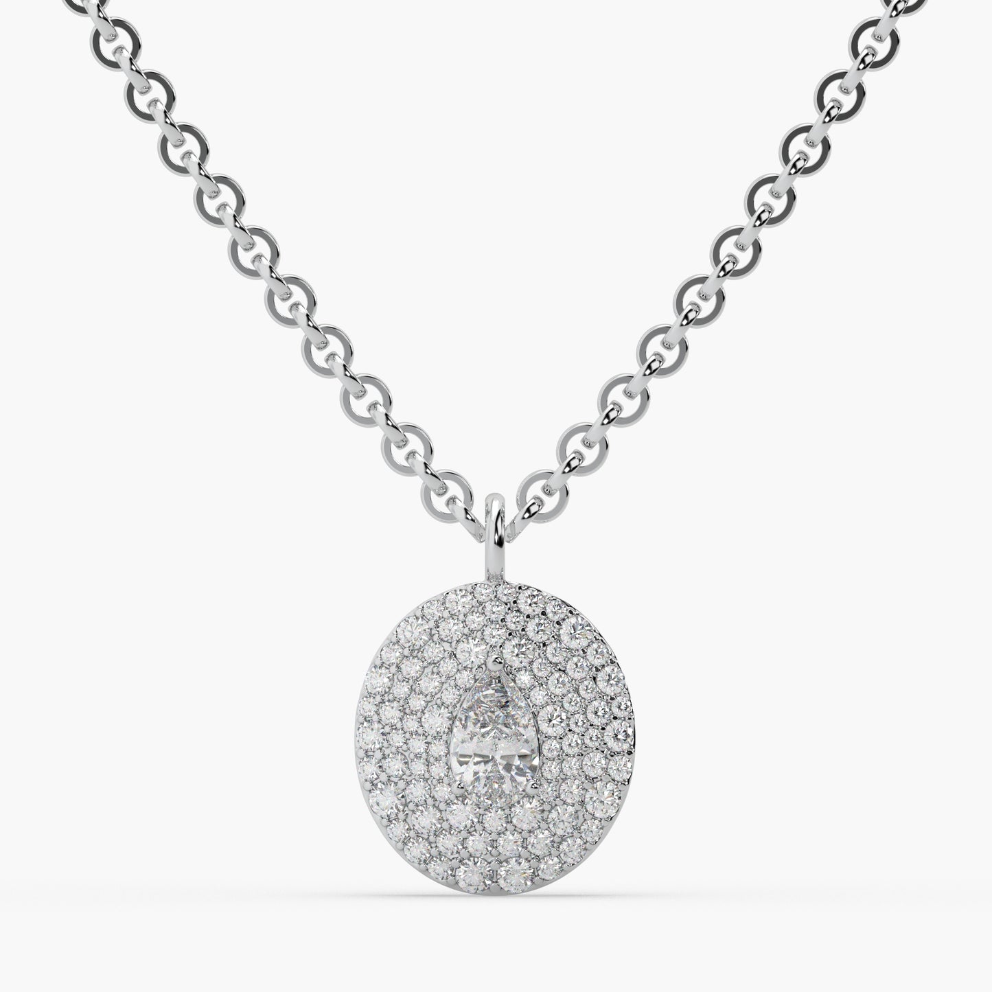 Guru jewel's Round Diamond Studded In Silver Only Pendant For Her