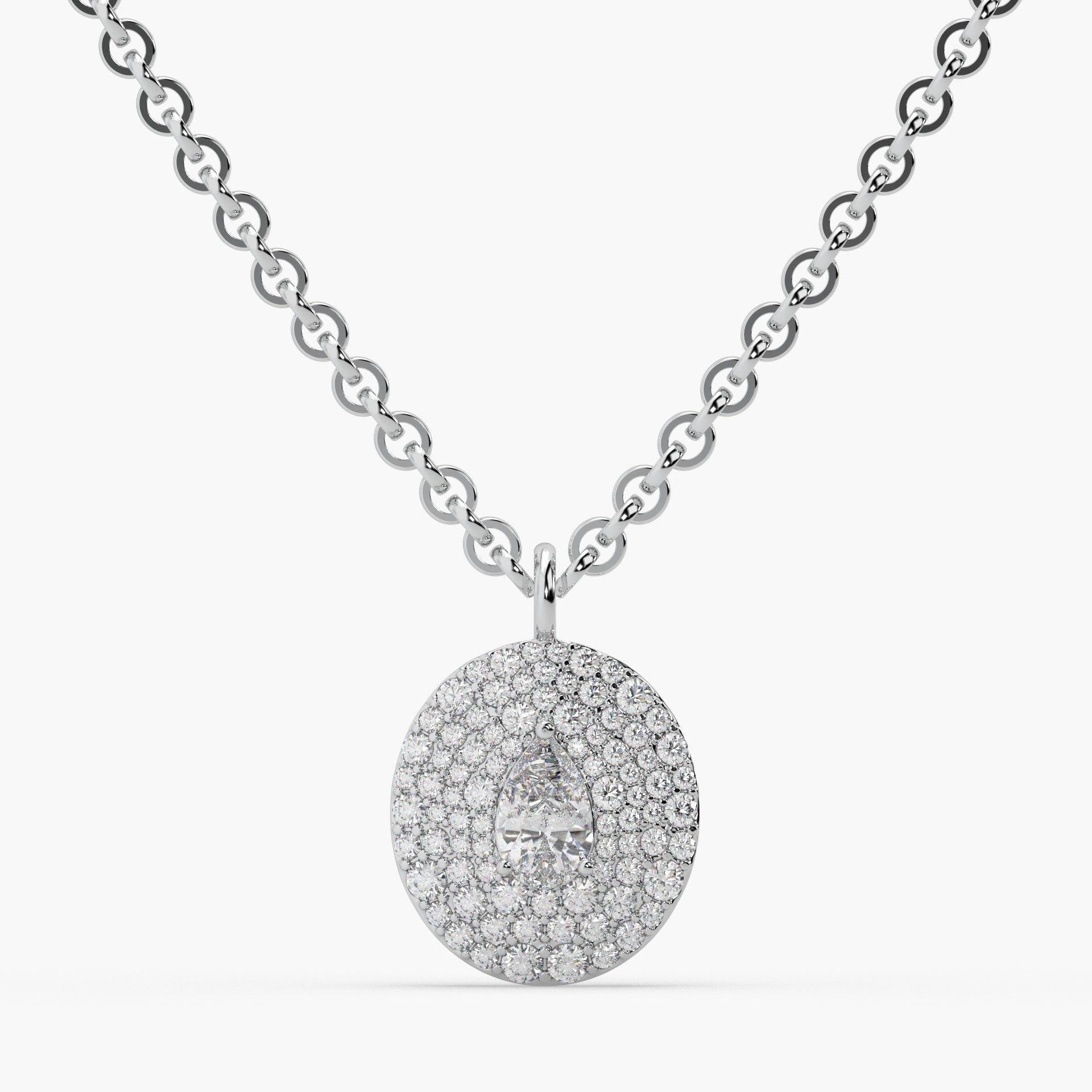 Guru jewel's Round Diamond Studded In Silver Only Pendent For Her