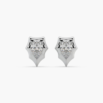 Guru Jewel's Pear Shaped Solitaire Diamond Studded In Silver Earrings For Her