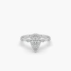 Guru Jewel's Fancy Pear And Round Shaped Diamond Studded Silver Ring For her