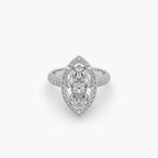 Guru Jewel's Fancy Marquise And Round Diamond Studded Captivating Silver Ring For Her