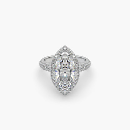 Guru Jewel's Fancy Marquise And Round Diamond Studded Captivating Silver Ring For Her