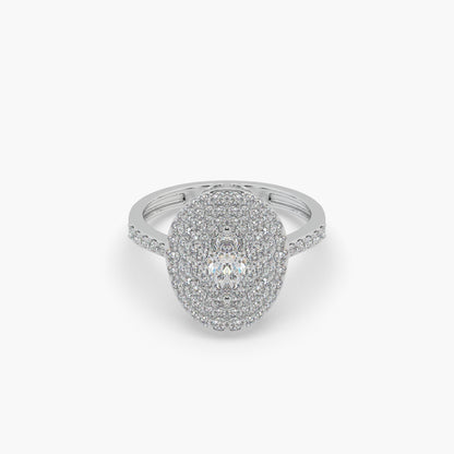 Guru Jewel's Round And Fancy Marquise Diamond Studded Silver Ring For Her