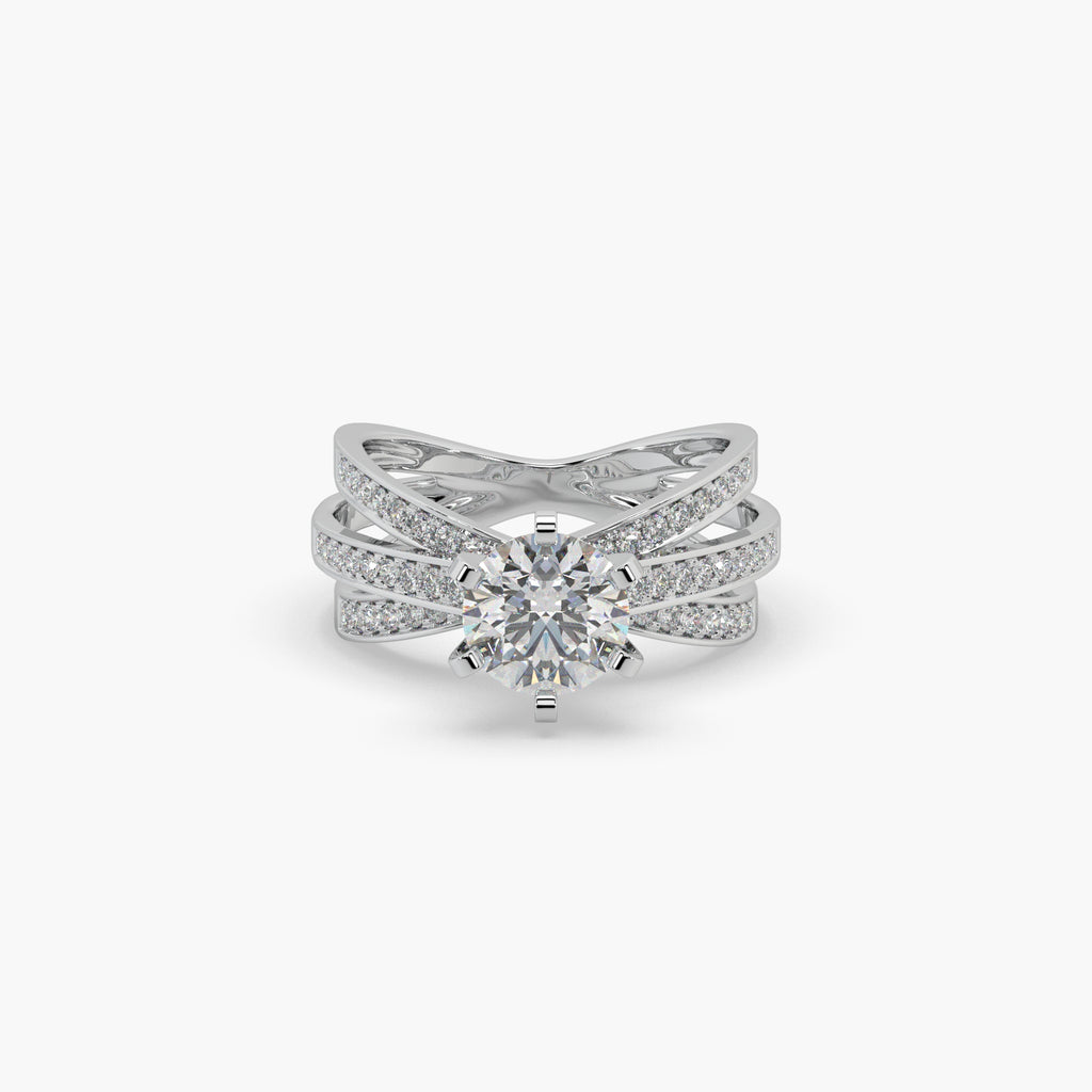 Guru Jewel's Round Solitaire Studded Impressive Silver Ring For Her