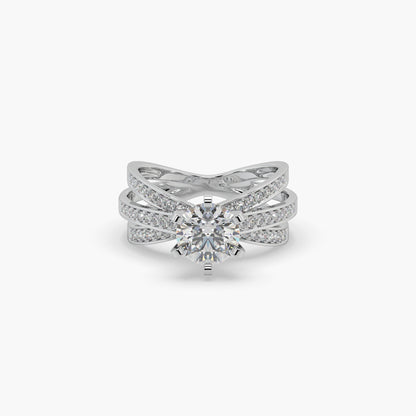 Guru Jewel's Round Solitaire Studded Impressive Silver Ring For Her