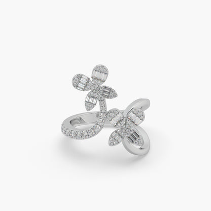 Guru Jewel's Round And Bugget Diamond Studded Wonderful Silver Ring For Her