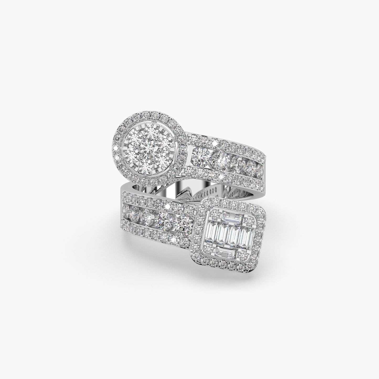 Guru Jewel's Round And Bugget Studded Fascinating Silver Ring For Her