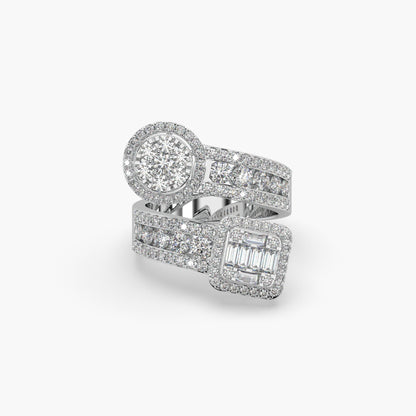 Guru Jewel's Round And Bugget Studded Fascinating Silver Ring For Her