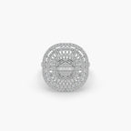 Guru Jewel's Round And Bugget Diamond Studded Fascinating Silver Ring For Her