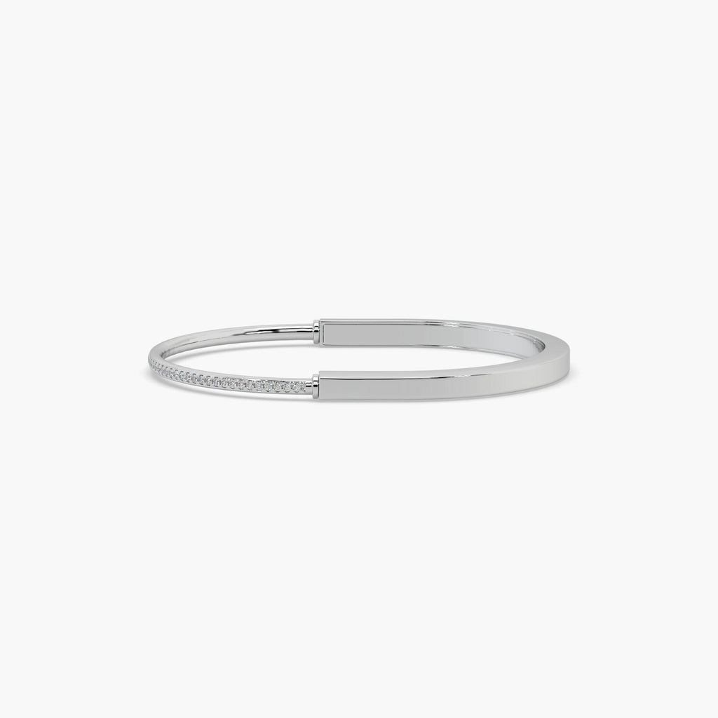 Guru Jewel's Stunning Design With Round Diamond Studded Silver Bracelet For Her