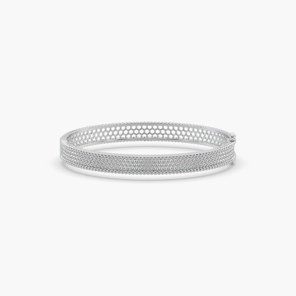 Guru Jewel's Round Diamond Studded Exclusive Silver Bracelet For Her