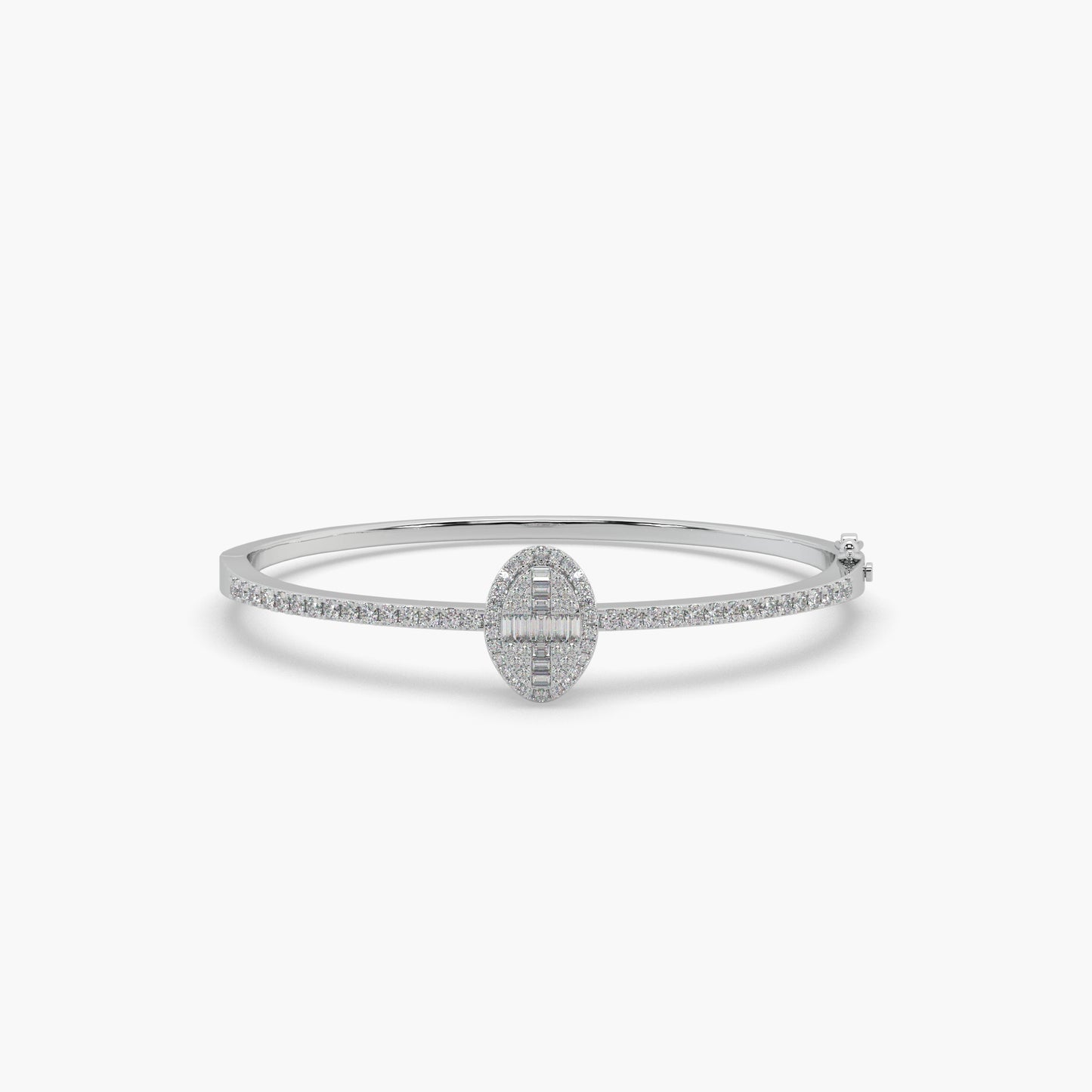 Guru Jewel's Round And Baguette Diamond Studded Exclusive Silver Bracelet For Her