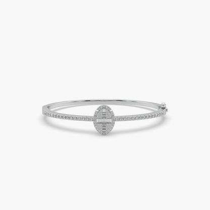 Guru Jewel's Round And Baguette Diamond Studded Exclusive Silver Bracelet For Her