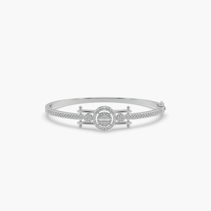 Guru Jewel's Round And Baguette Studded Attractive Silver Bracelet For Her