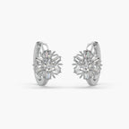 Guru Jewel's Round And Buagget Diamond Studded Bali Silver Earrings For Her