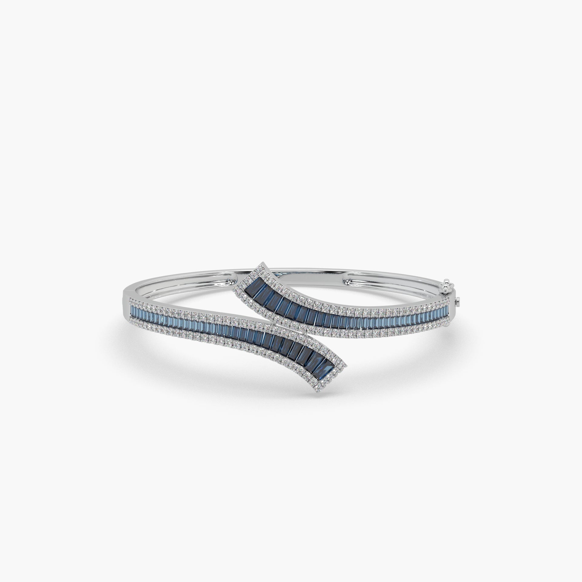 Guru Jewel's Beautiful Round And Baguette Diamond Studded Fabulous Silver Bracelet For Her