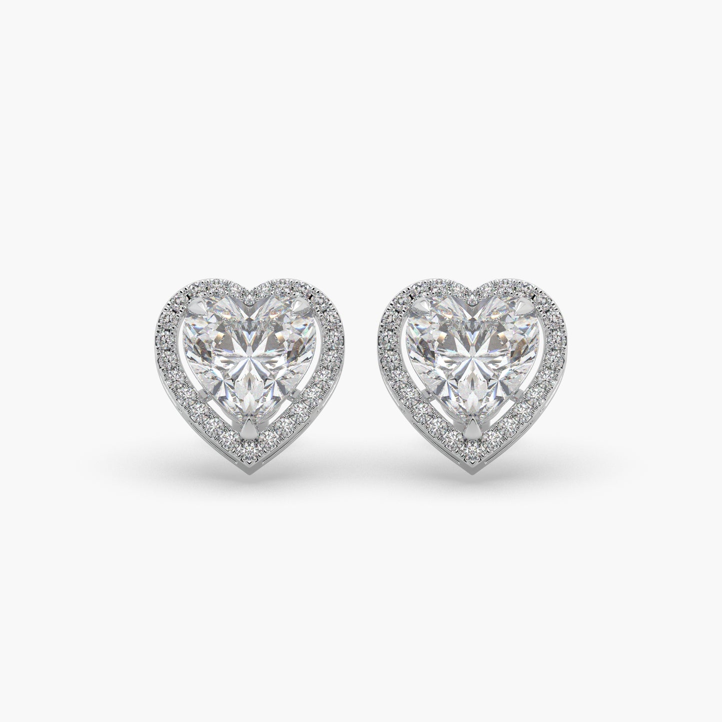 Guru Jewel's Fancy heart Shaped Diamond Studded In Silver Solitaire Earrings For Her