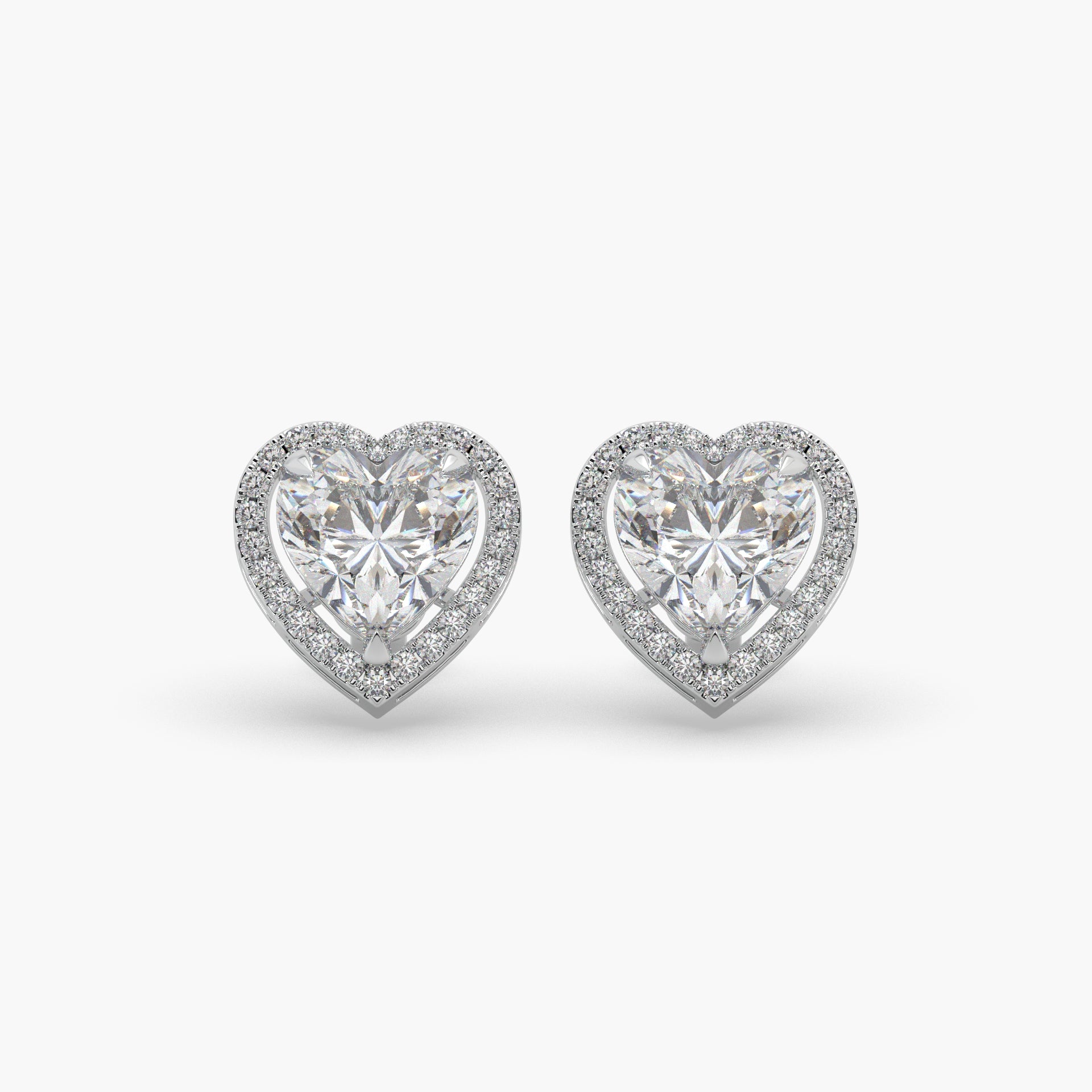 Guru Jewel's Fancy heart Shaped Diamond Studded In Silver Solitaire Earrings For Her