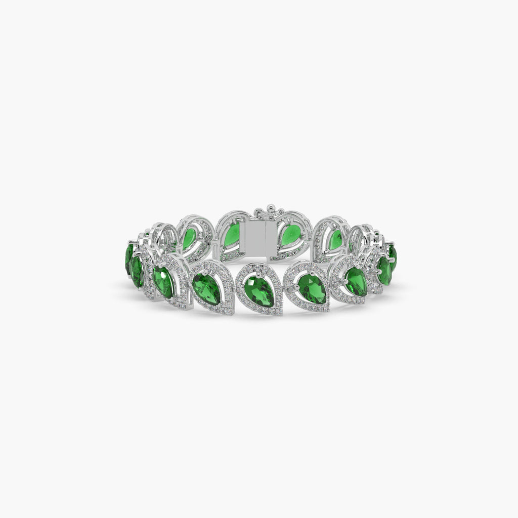 Guru Jewel's Round And Fancy Pear Diamond Studded Fascinating Silver Bracelet For Her