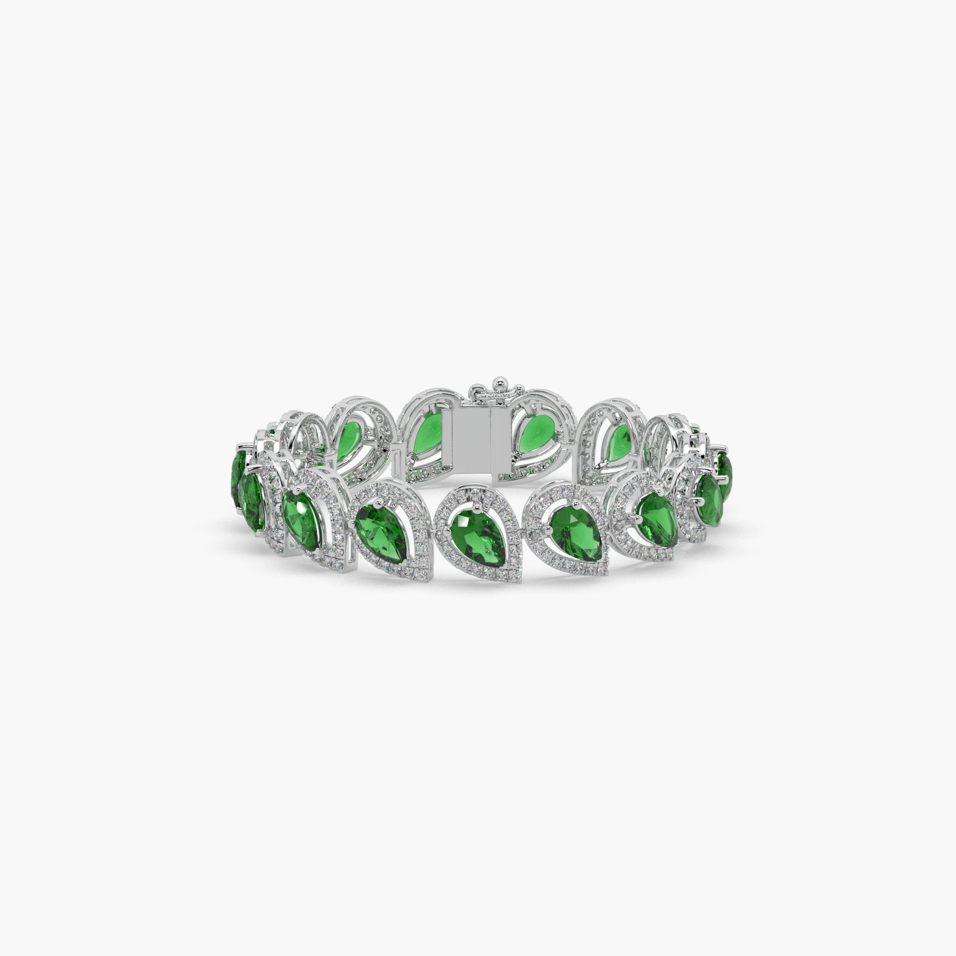 Guru Jewel's Round And Fancy Pear Diamond Studded Fascinating Silver Bracelet For Her