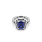 Woman's 925 Silver And Diamond And Blue Stone Studded Ladies Ring For Her