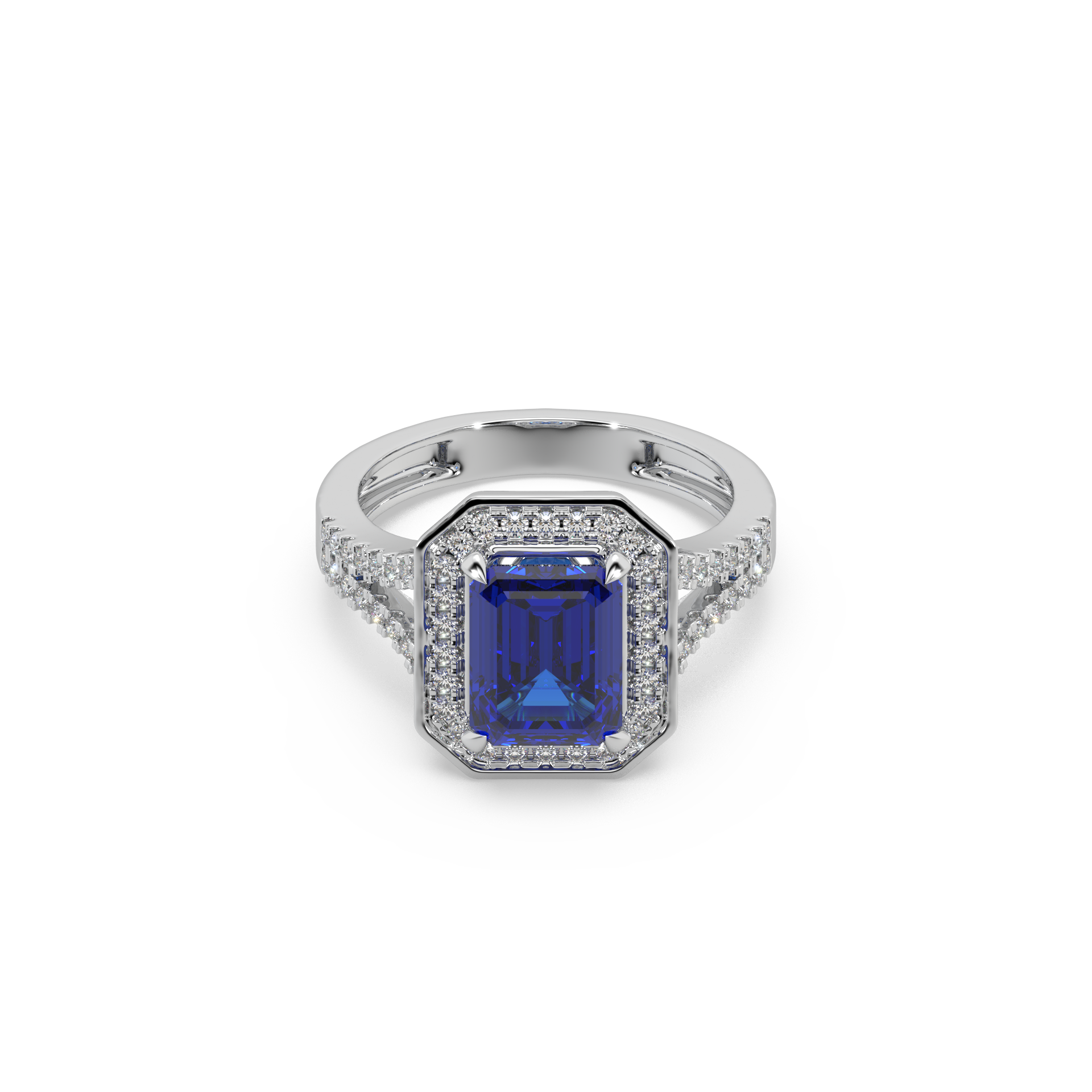 Woman's 925 Silver And Diamond And Blue Stone Studded Ladies Ring For Her