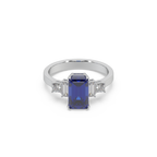 Devastating 925 Silver And Diamond And Blue Sapphire Studded Ladies Ring For Her