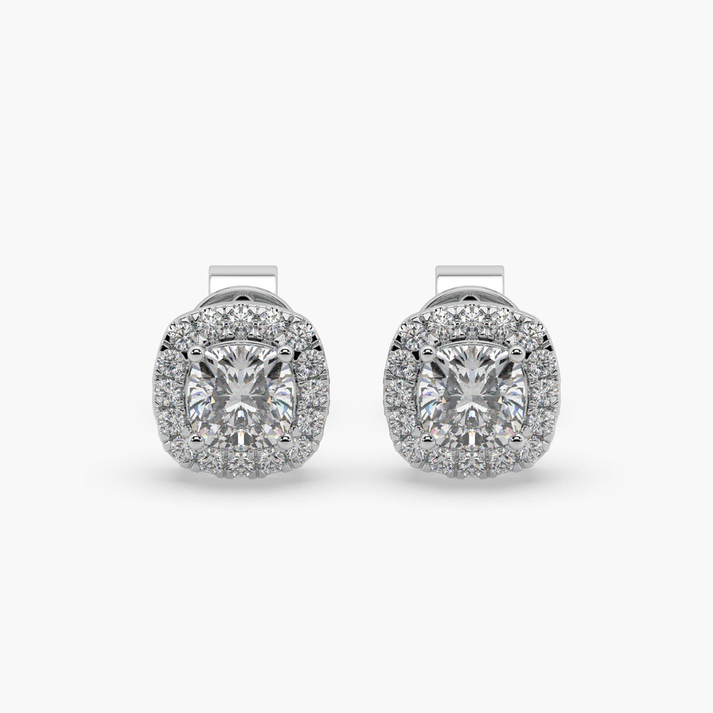 Guru Jewel's Cushion Shaped Fancy Diamond Studded Captivating Silver Earrings For Her
