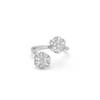 Exclusive Twin Piece 925 Silver And Round Diamond Studded Ladies Ring For Her
