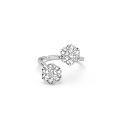 Exclusive Twin Piece 925 Silver Moissanite Studded Ladies Ring For Her