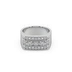 Impressive 3 Line 925 Silver And Round Diamond Studded Gents Ring For Him