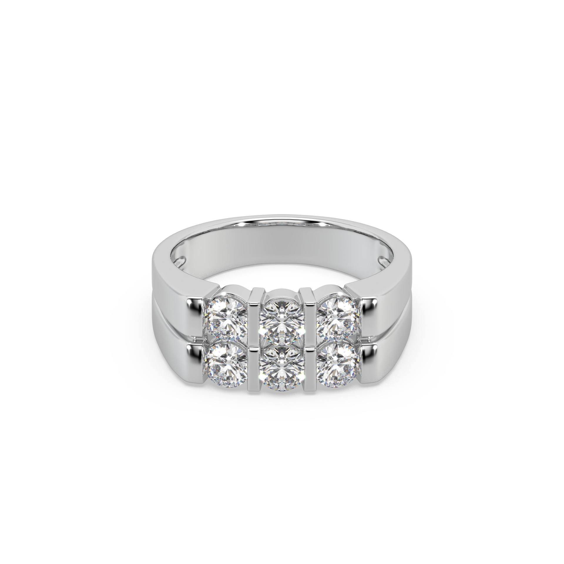 Astonishing Silver 925 Round Diamond Studded Gents Ring For Him