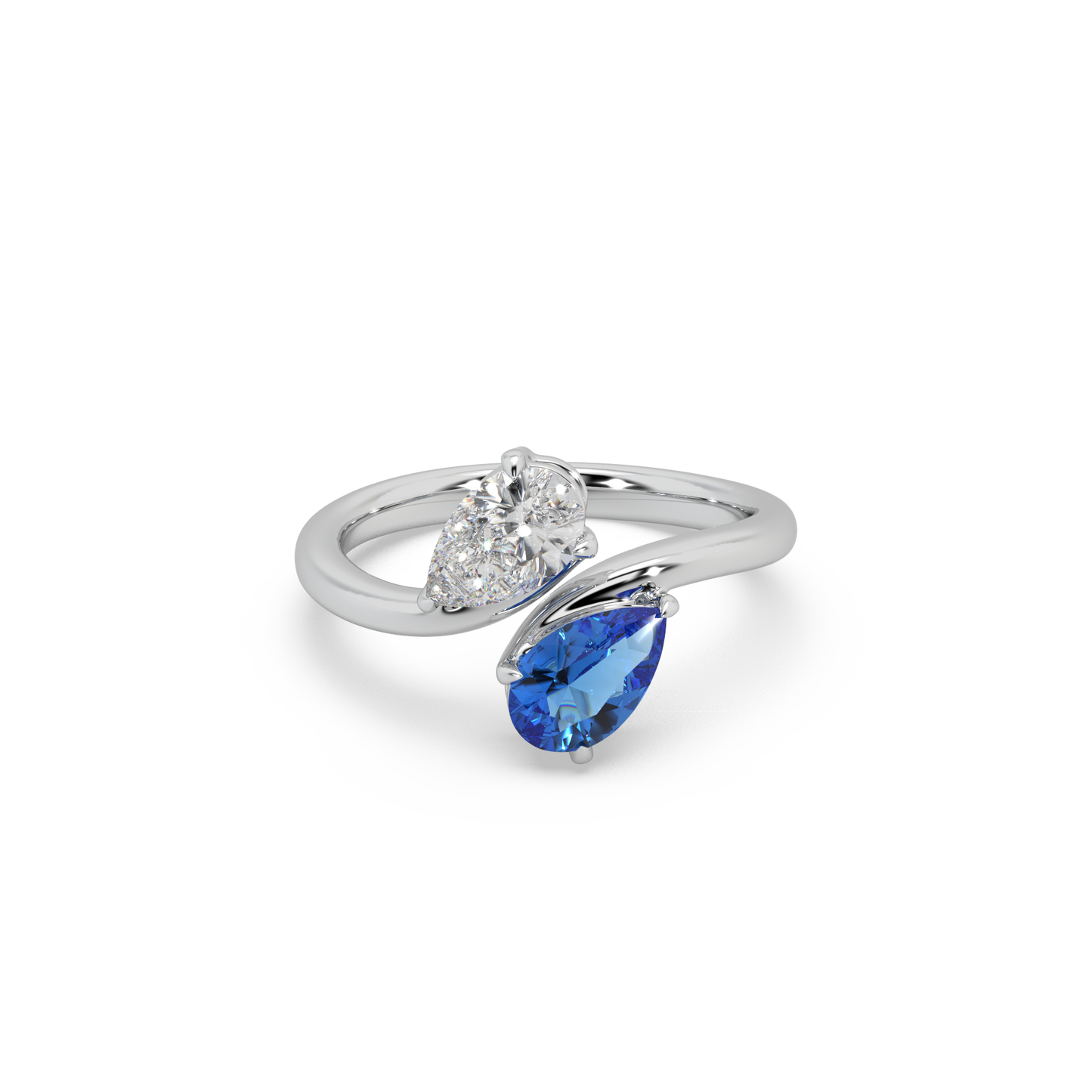 Attractive 925 Silver And Pears Shape Fancy Diamond Ladies Ring For Her