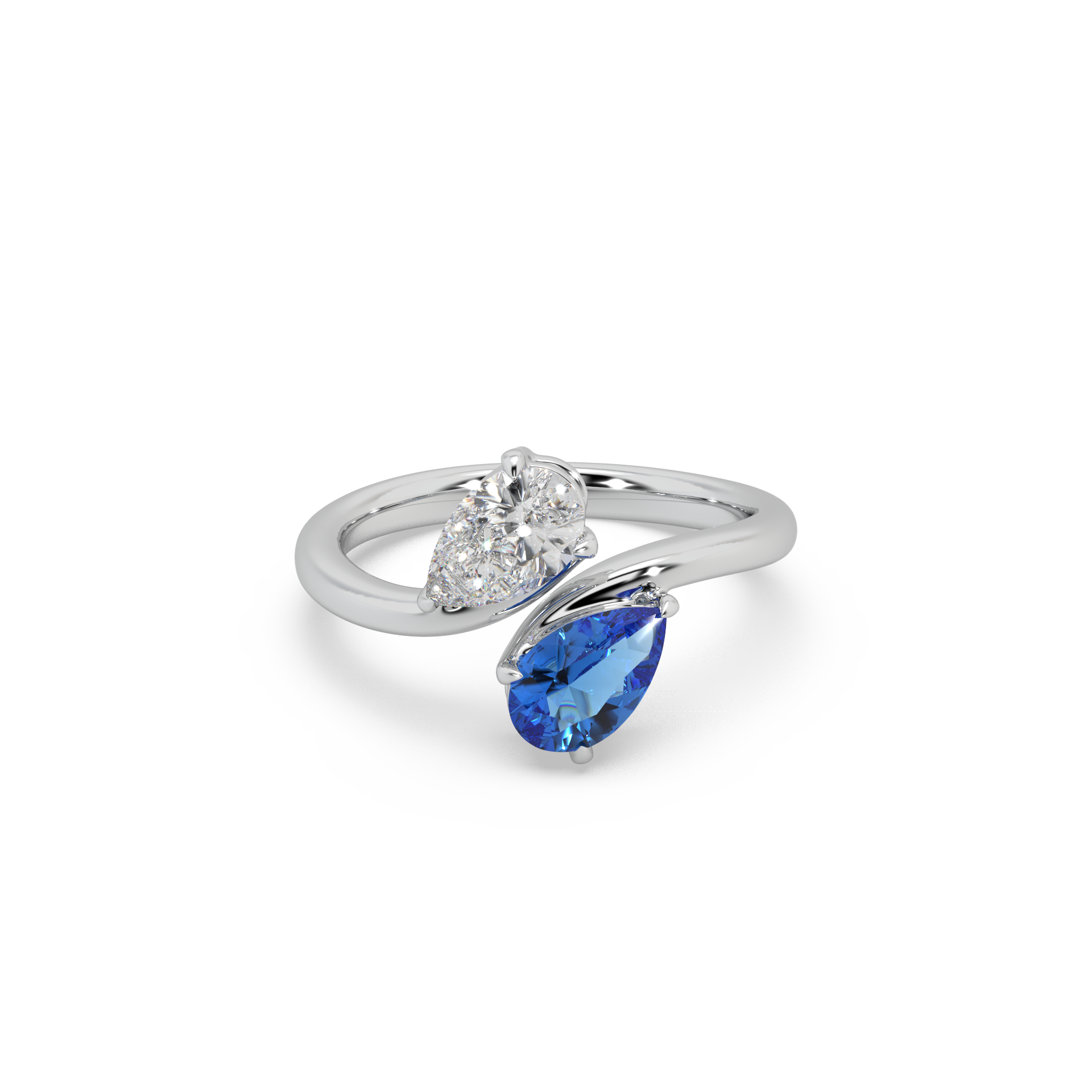 Attractive 925 Silver And Pears Shape Fancy Diamond Ladies Ring For Her