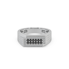Impressive Black Diamond 925 Silver And Diamond Studded Gents Ring For Him
