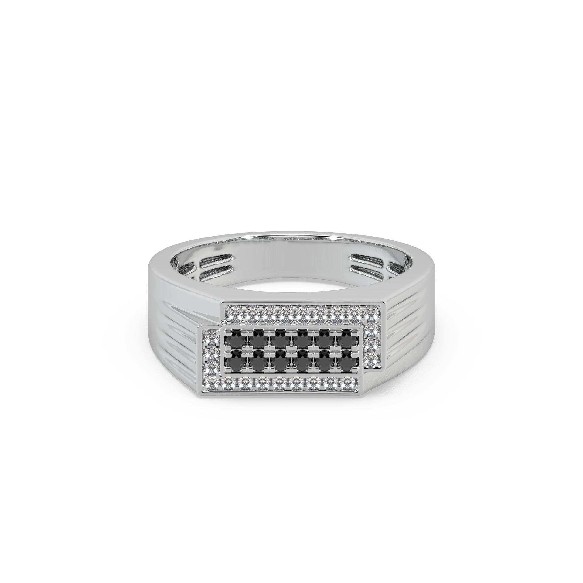 Impressive Black Diamond 925 Silver And Diamond Studded Gents Ring For Him