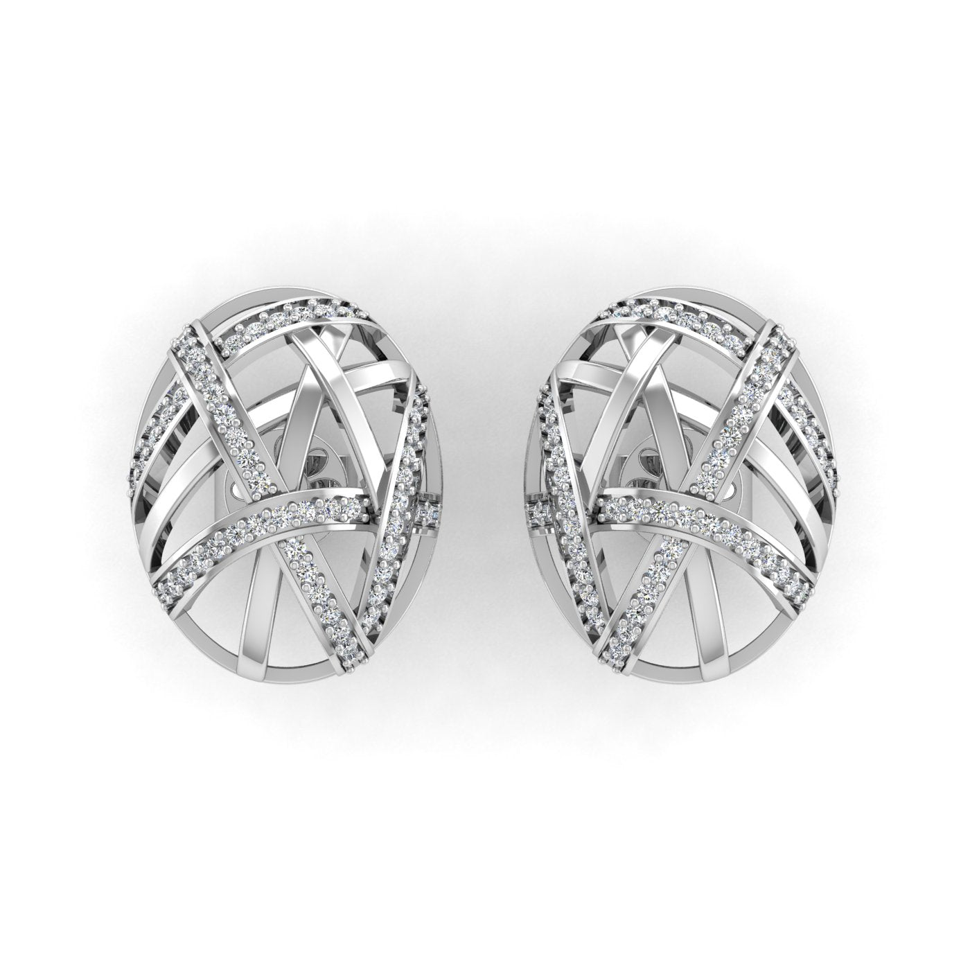 Guru Jewel's Round Diamond Studded Silver Earring For Her