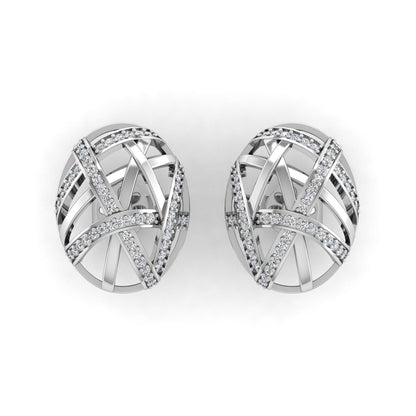 Guru Jewel's Round Diamond Studded Silver Earring For Her