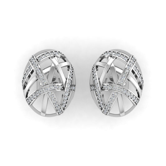 Guru Jewel's Round Diamond Studded Silver Earring For Her