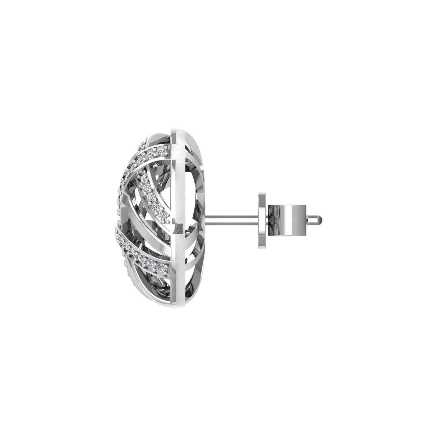Guru Jewel's Round Diamond Studded Silver Earring For Her