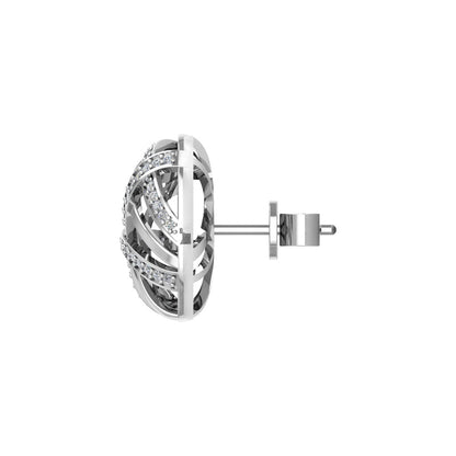 Guru Jewel's Round Diamond Studded Silver Earring For Her