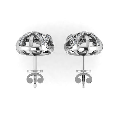 Guru Jewel's Round Diamond Studded Silver Earring For Her
