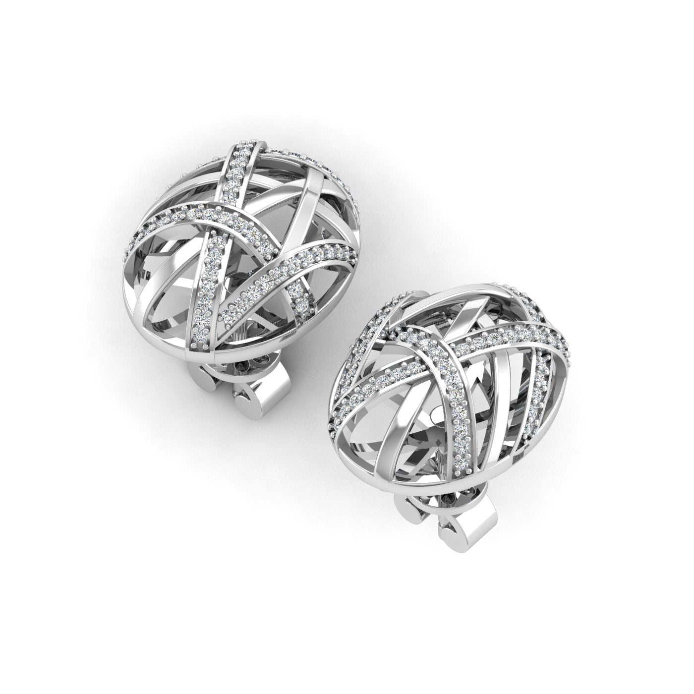 Guru Jewel's Round Diamond Studded Silver Earring For Her